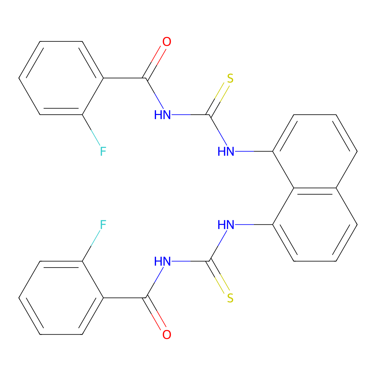 2-fluoro-N-[[8-[(2-fluorobenzoyl)carbamothioylamino]naphthalen-1-yl]carbamothioyl]benzamide molecular structure, CAS 640757-89-7