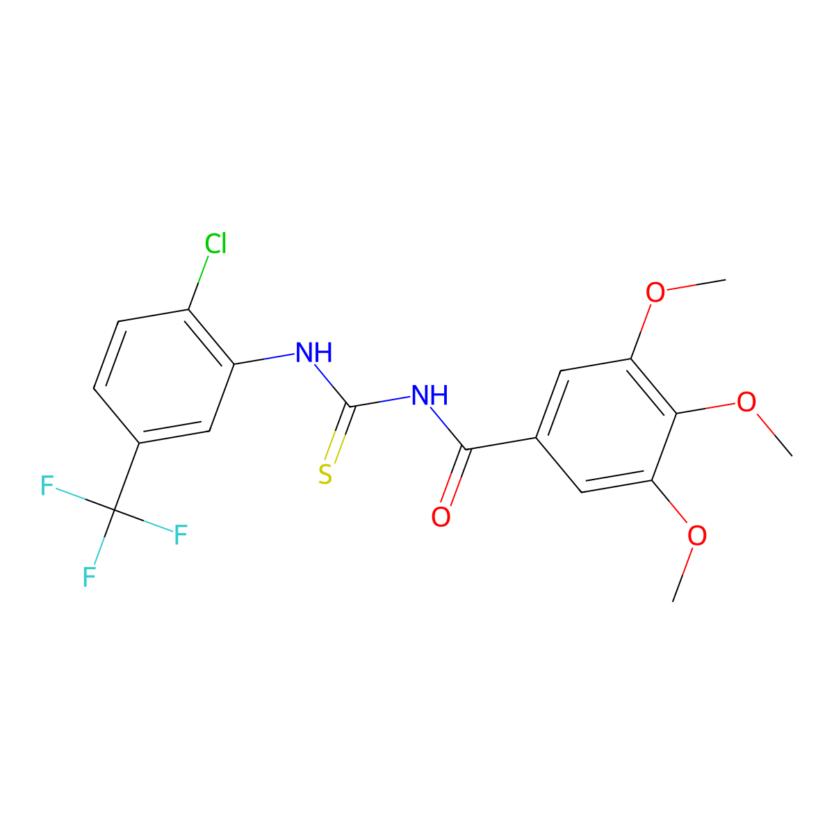 N-[[2-chloro-5-(trifluoromethyl)phenyl]carbamothioyl]-3,4,5-trimethoxybenzamide molecular structure, CAS 640758-99-2