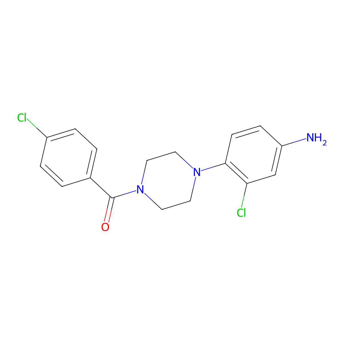 (4-(4-Amino-2-chlorophenyl)piperazin-1-yl)(4-chlorophenyl)methanone molecular structure, CAS 640759-18-8