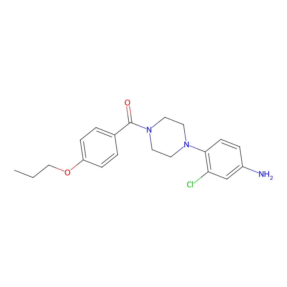 {3-Chloro-4-[4-(4-propoxybenzoyl)piperazin-1-yl]phenyl}amine molecular structure, CAS 640759-20-2