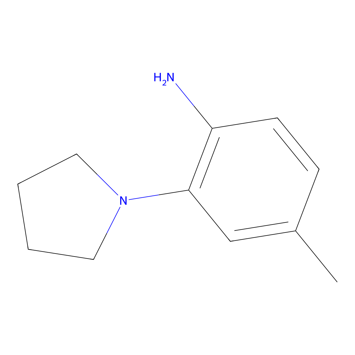 4-Methyl-2-(pyrrolidin-1-yl)aniline molecular structure, CAS 640768-21-4