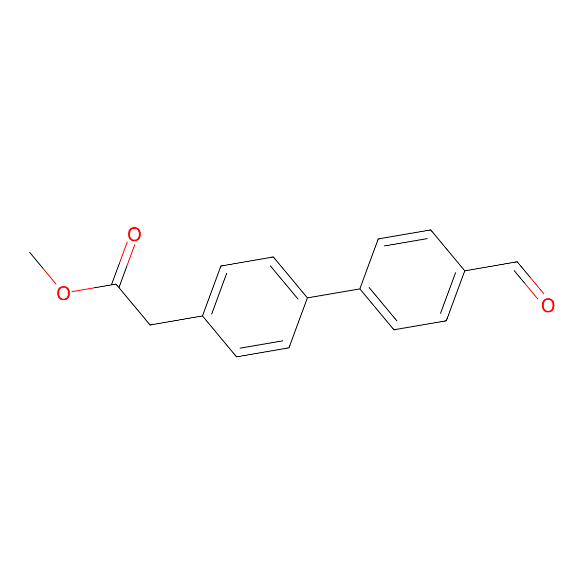 Methyl 2-(4'-formyl-[1,1'-biphenyl]-4-yl)acetate molecular structure, CAS 640769-66-0