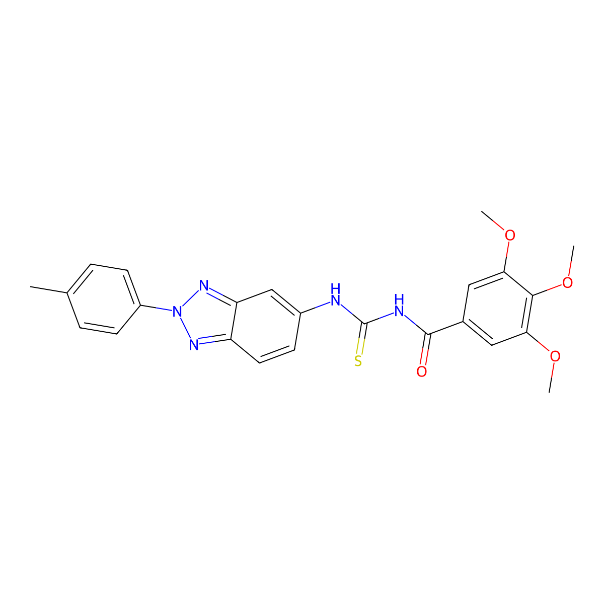 3,4,5-trimethoxy-N-{[2-(4-methylphenyl)-2H-benzotriazol-5-yl]carbamothioyl}benzamide molecular structure, CAS 6408-43-1
