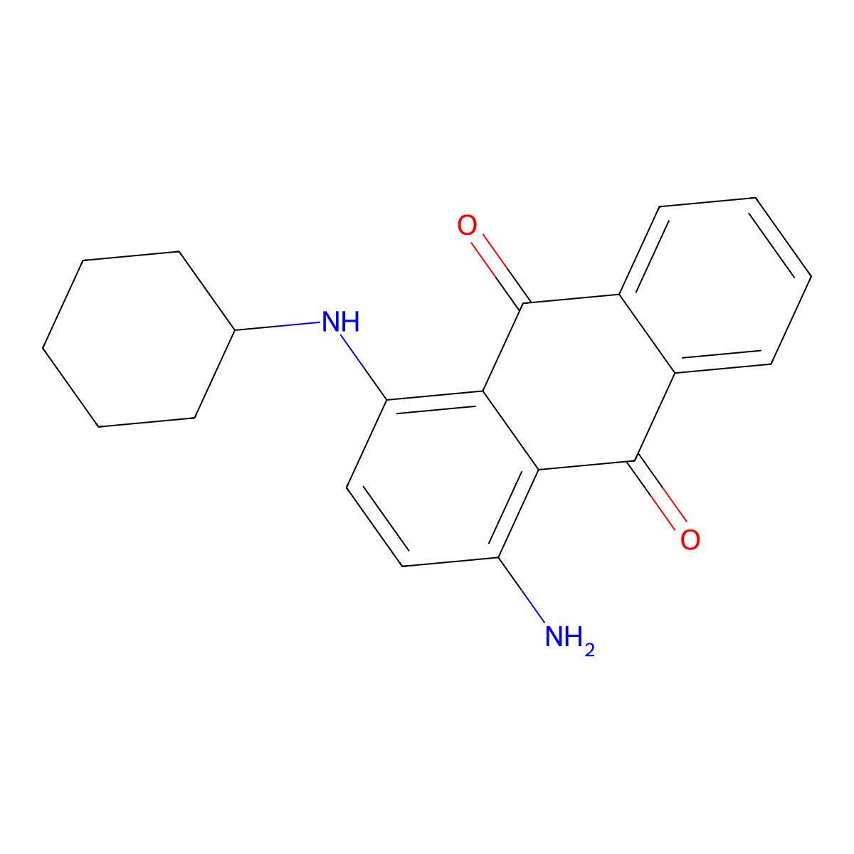 9,10-Anthracenedione, 1-amino-4-(cyclohexylamino)- molecular structure, CAS 6408-45-3