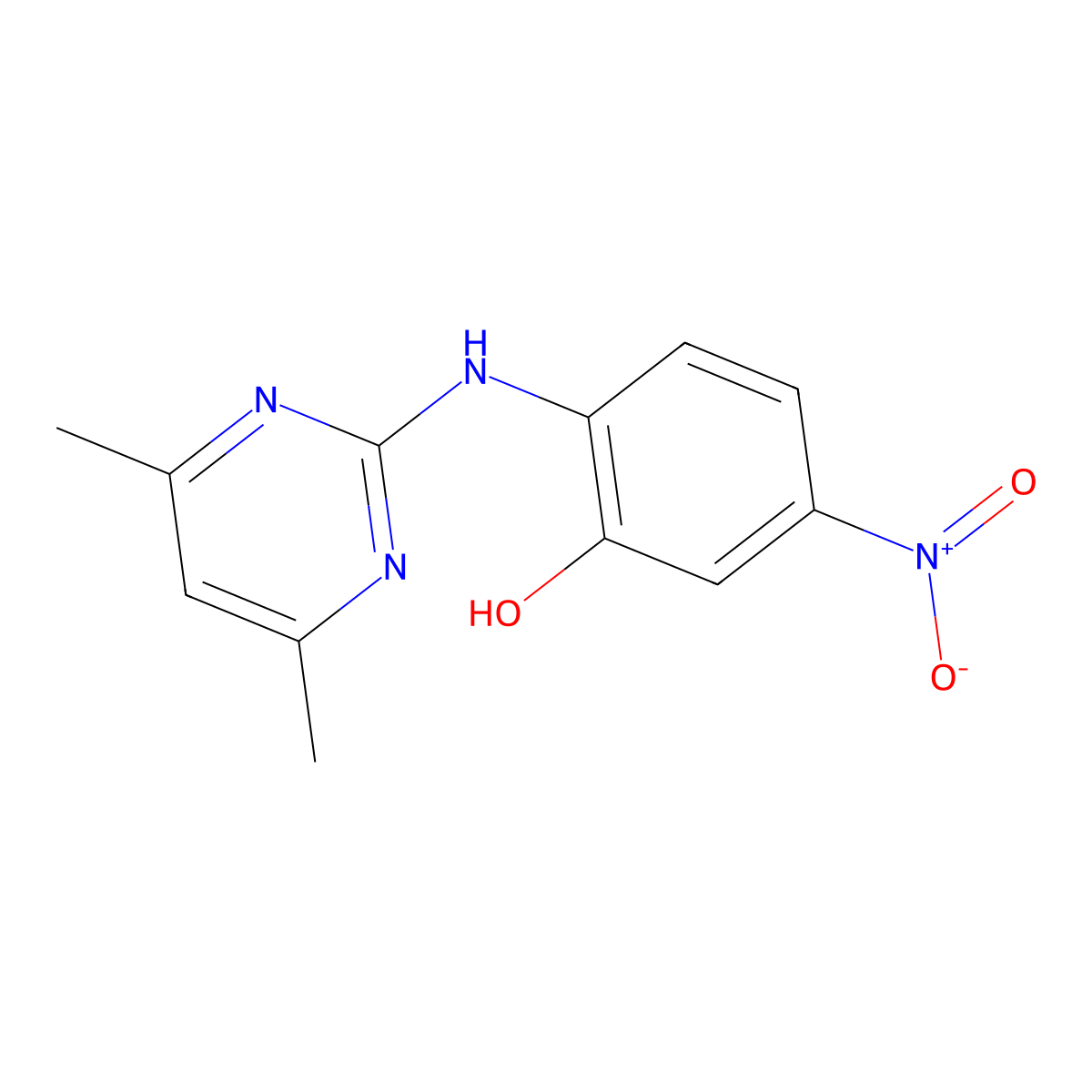 2-[(4,6-Dimethylpyrimidin-2-yl)amino]-5-nitrophenol molecular structure, CAS 6408-53-3