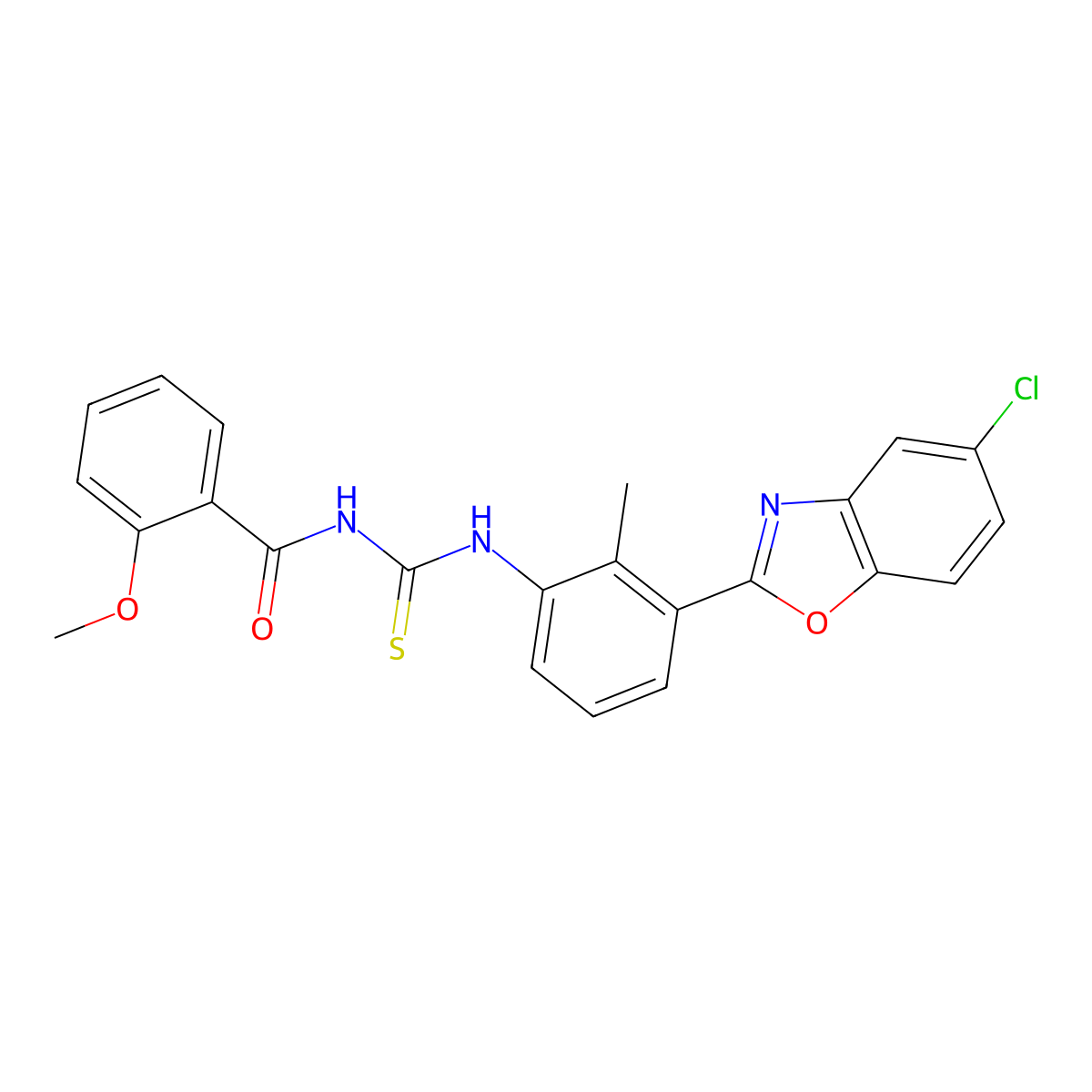 N-[[3-(5-chloro-1,3-benzoxazol-2-yl)-2-methylphenyl]carbamothioyl]-2-methoxybenzamide molecular structure, CAS 6408-60-2