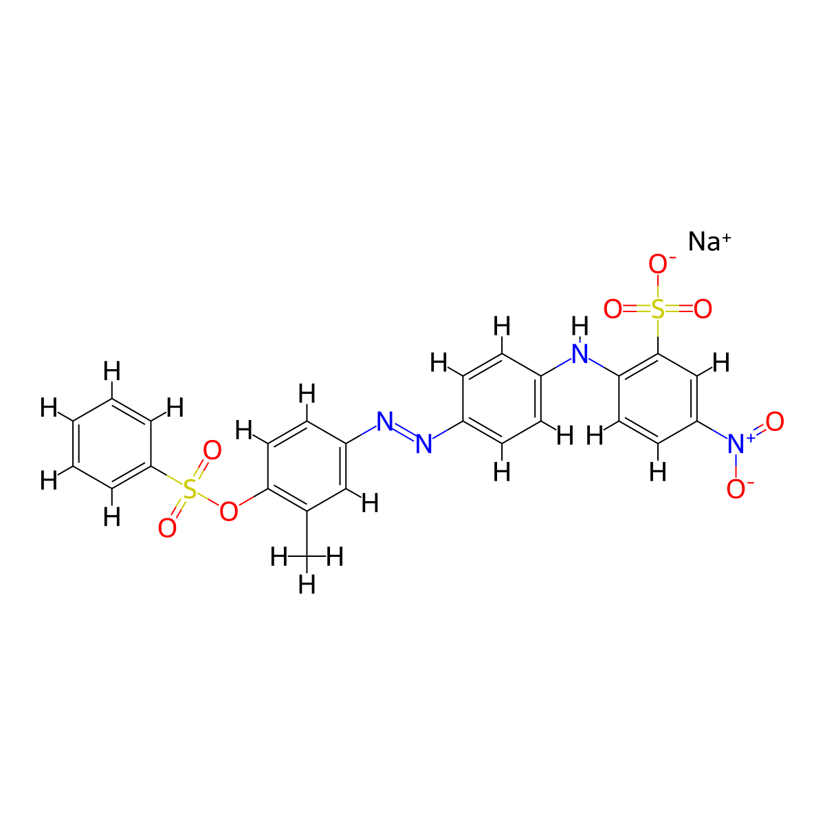 benzenesulfonic acid, 2-((4-((3-methyl-4-((phenylsulfonyl)oxy)phenyl)azo)phenyl)amino)-5-nitro-, monosodium salt molecular structure, CAS 6408-90-8