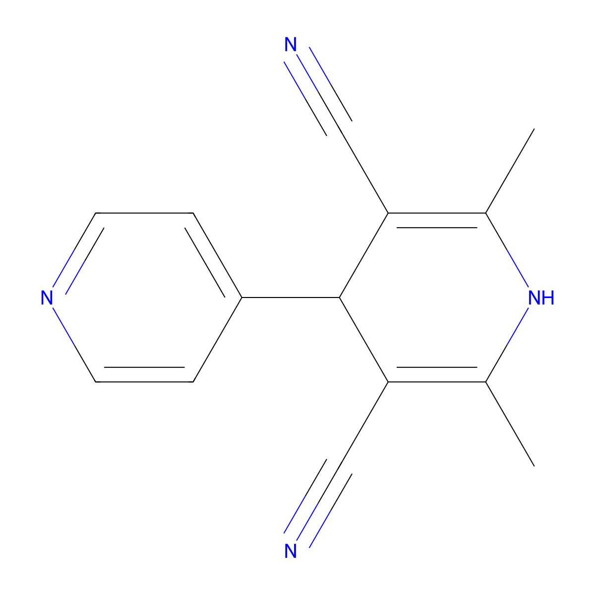 2,6-Dimethyl-4-(4-pyridyl)-1,4-dihydropyridine-3,5-dicarbonitrile molecular structure, CAS 64089-25-4