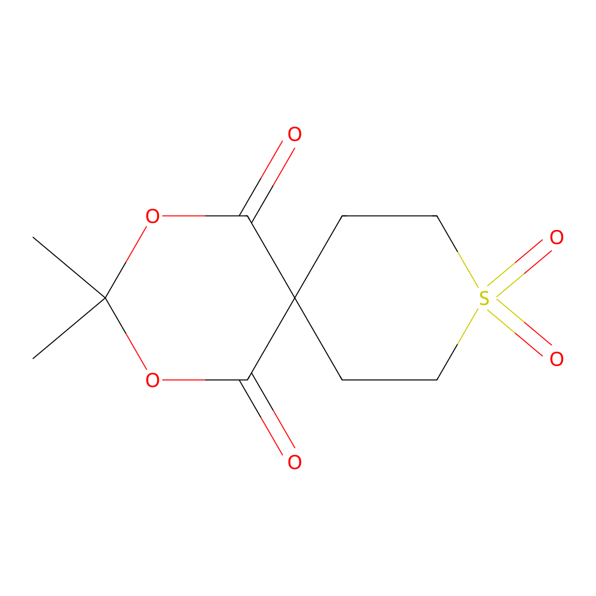 3,3-Dimethyl-2,4-dioxa-9lambda~6~-thiaspiro[5.5]undecane-1,5,9,9-tetraone molecular structure, CAS 64096-86-2