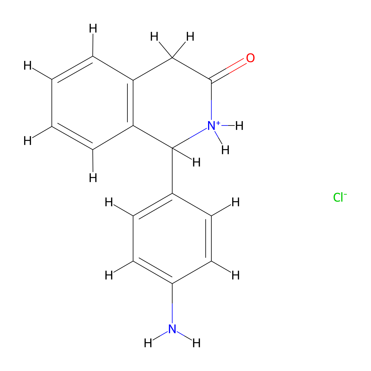 Isoquinolin-3-one, 1,2,3,4-tetrahydro-1-(p-aminophenyl)-, hydrochloride molecular structure, CAS 64097-17-2