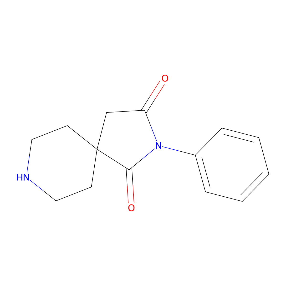 2-Phenyl-2,8-diazaspiro[4.5]decane-1,3-dione molecular structure, CAS 64097-70-7