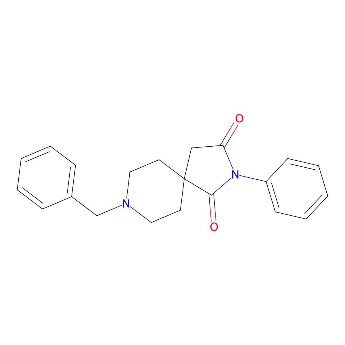 8-Benzyl-2-phenyl-2,8-diazaspiro[4.5]decane-1,3-dione molecular structure, CAS 64097-71-8