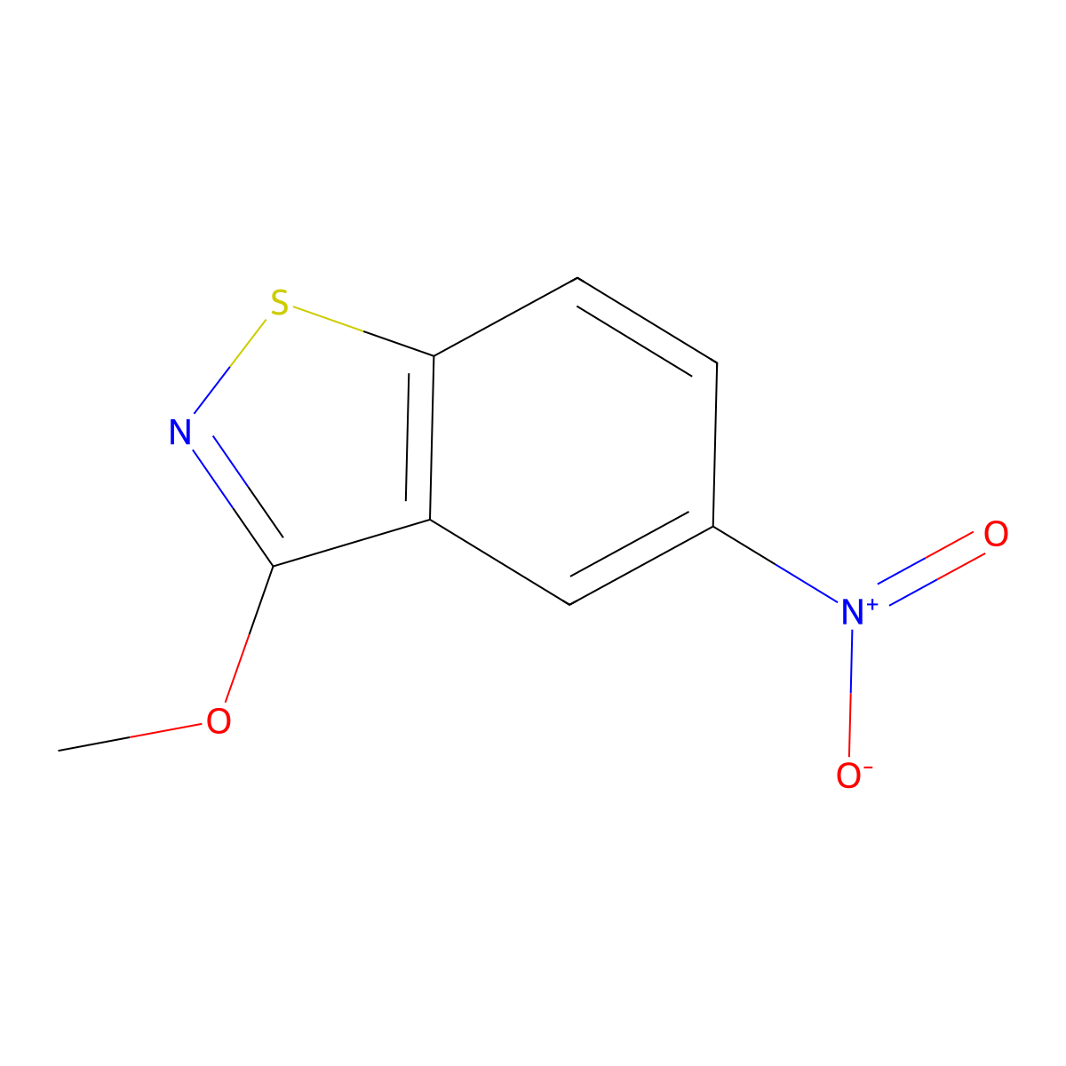 1,2-Benzisothiazole, 3-methoxy-5-nitro- molecular structure, CAS 64099-26-9