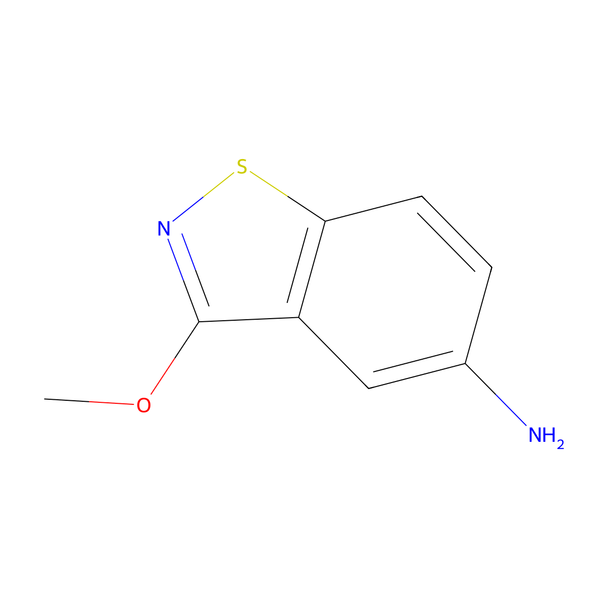 1,2-Benzisothiazol-5-amine, 3-methoxy- molecular structure, CAS 64099-28-1