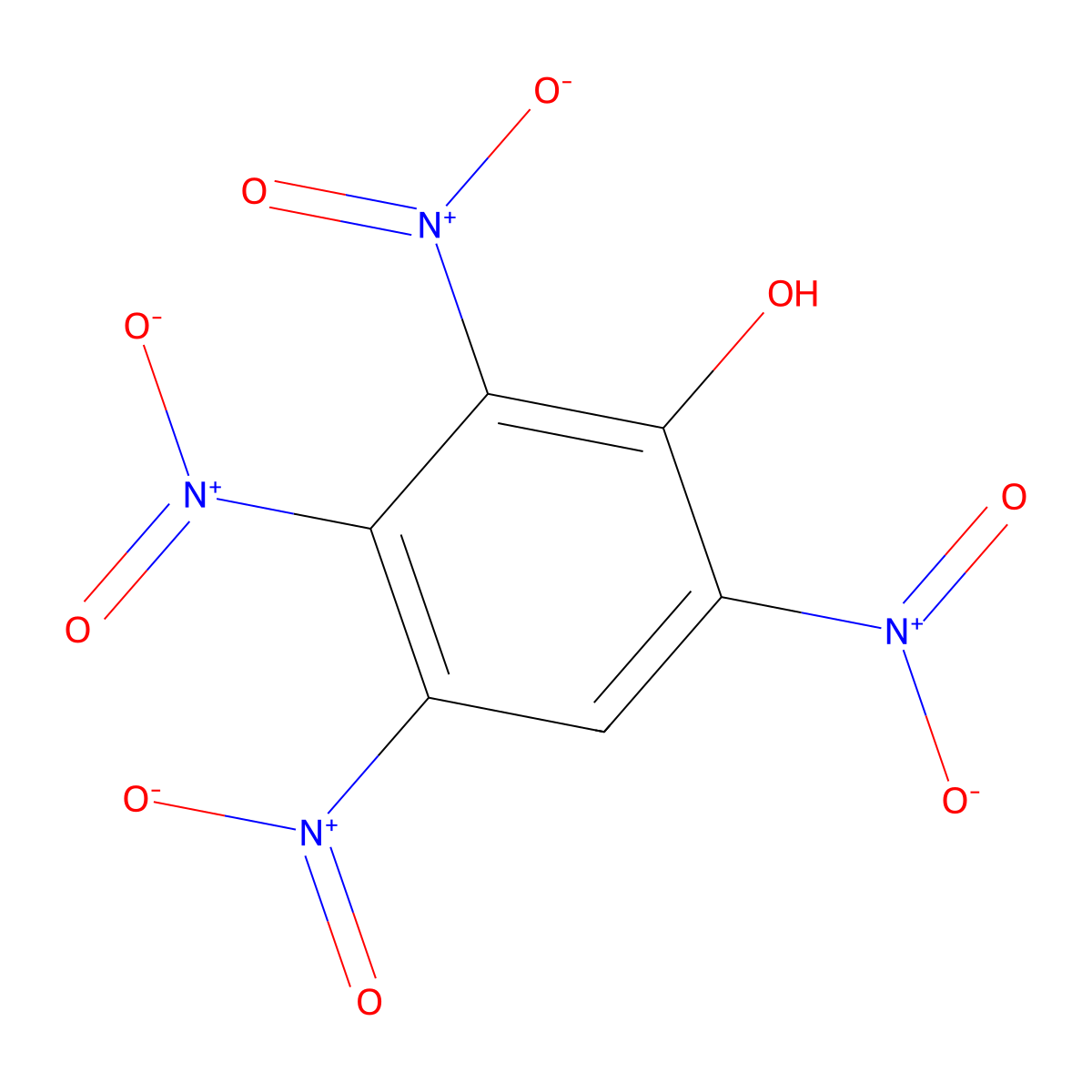 2,3,4,6-Tetranitrophenol molecular structure, CAS 641-16-7