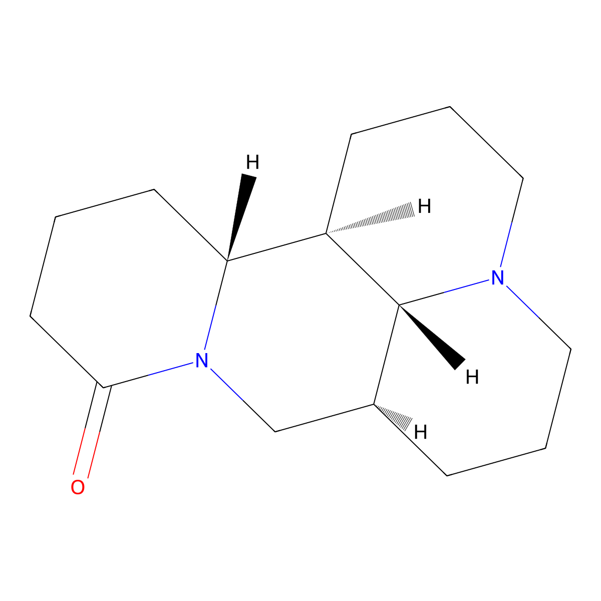 (7aS,13aR,13bR,13cR)-Dodecahydro-1H,5H,10H-dipyrido(2,1-f:3',2',1'-ij)(1,6)naphthyridin-10-one molecular structure, CAS 641-39-4
