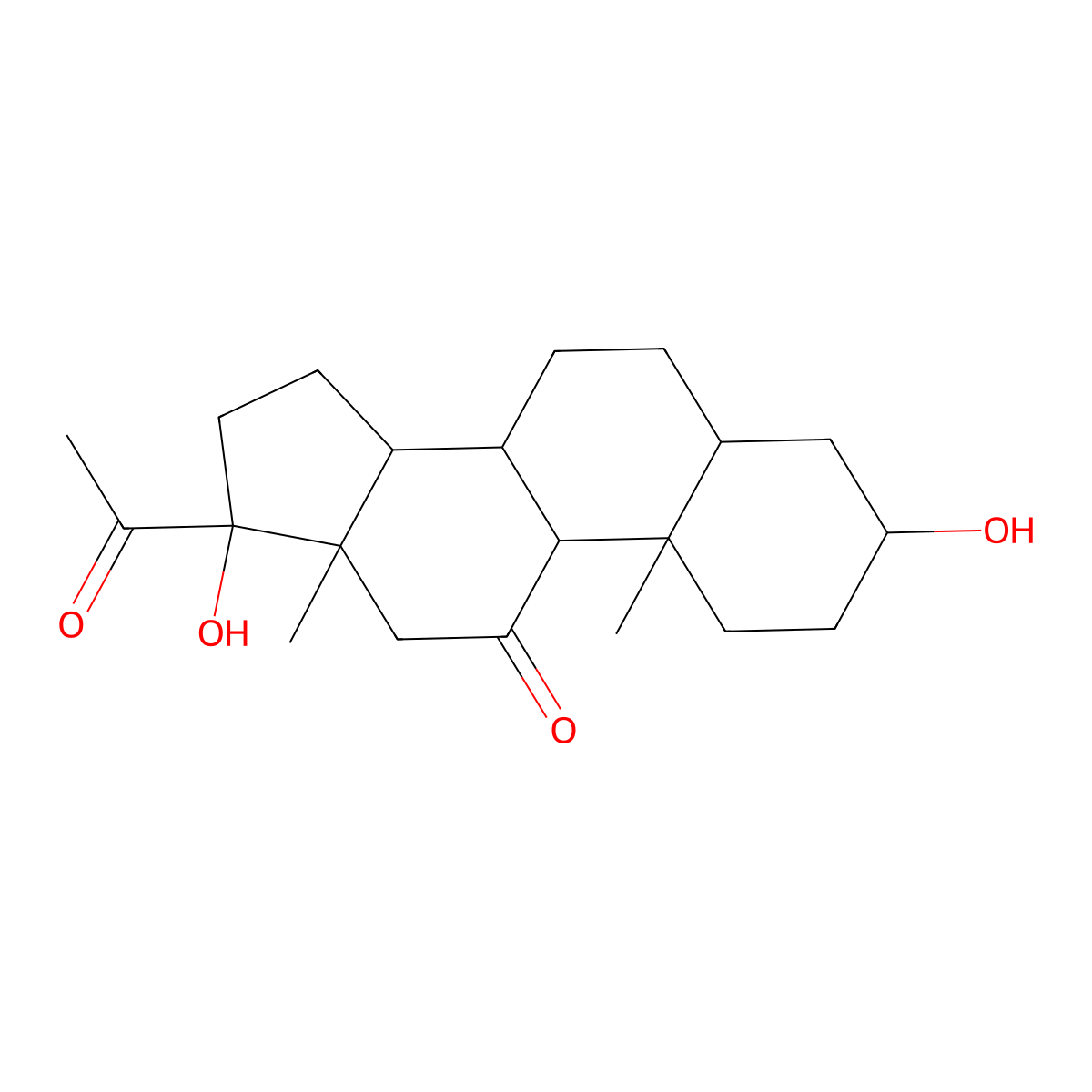 Pregnane-3alpha,17alpha-diol-11,20-dione molecular structure, CAS 641-78-1
