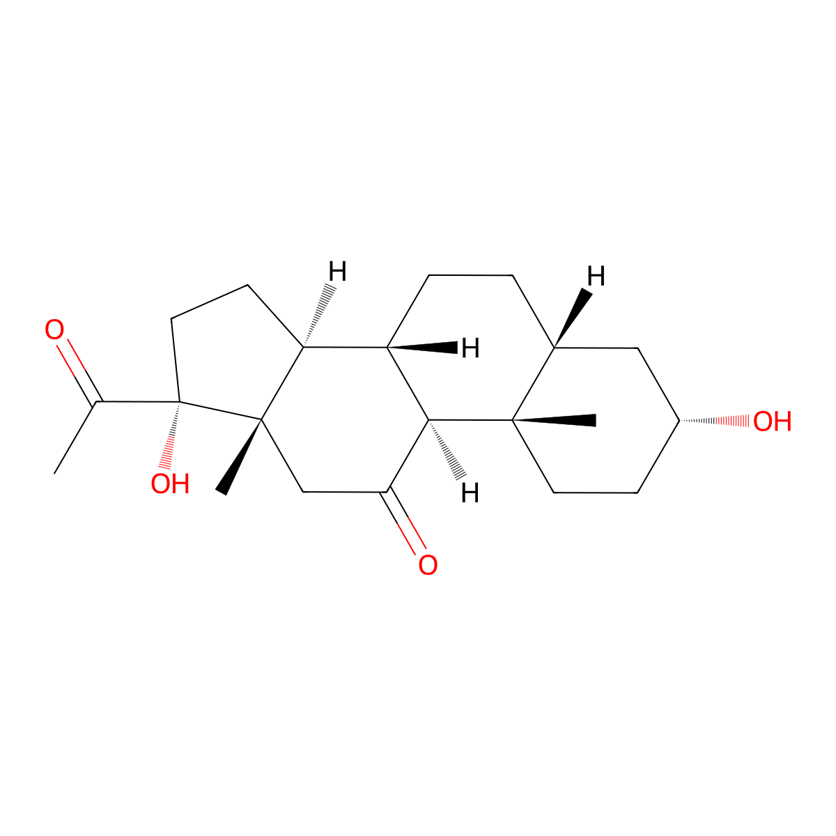 Pregnane-3alpha,17alpha-diol-11,20-dione molecular structure, CAS 641-78-1