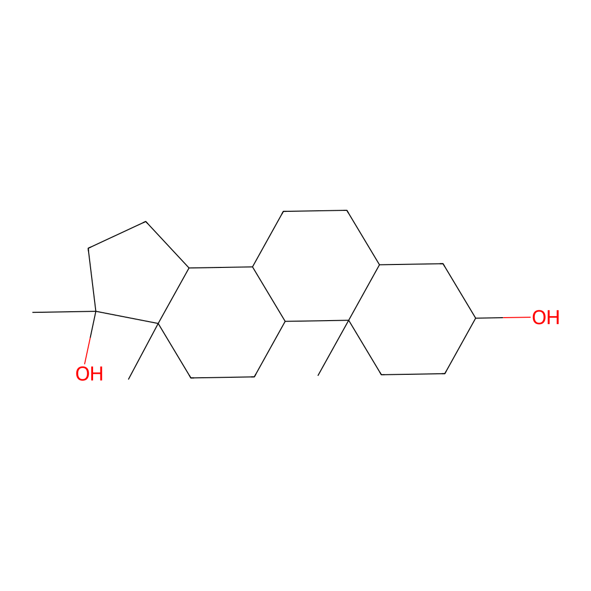 17-Methyl-5alpha-androstane-3beta,17beta-diol molecular structure, CAS 641-83-8