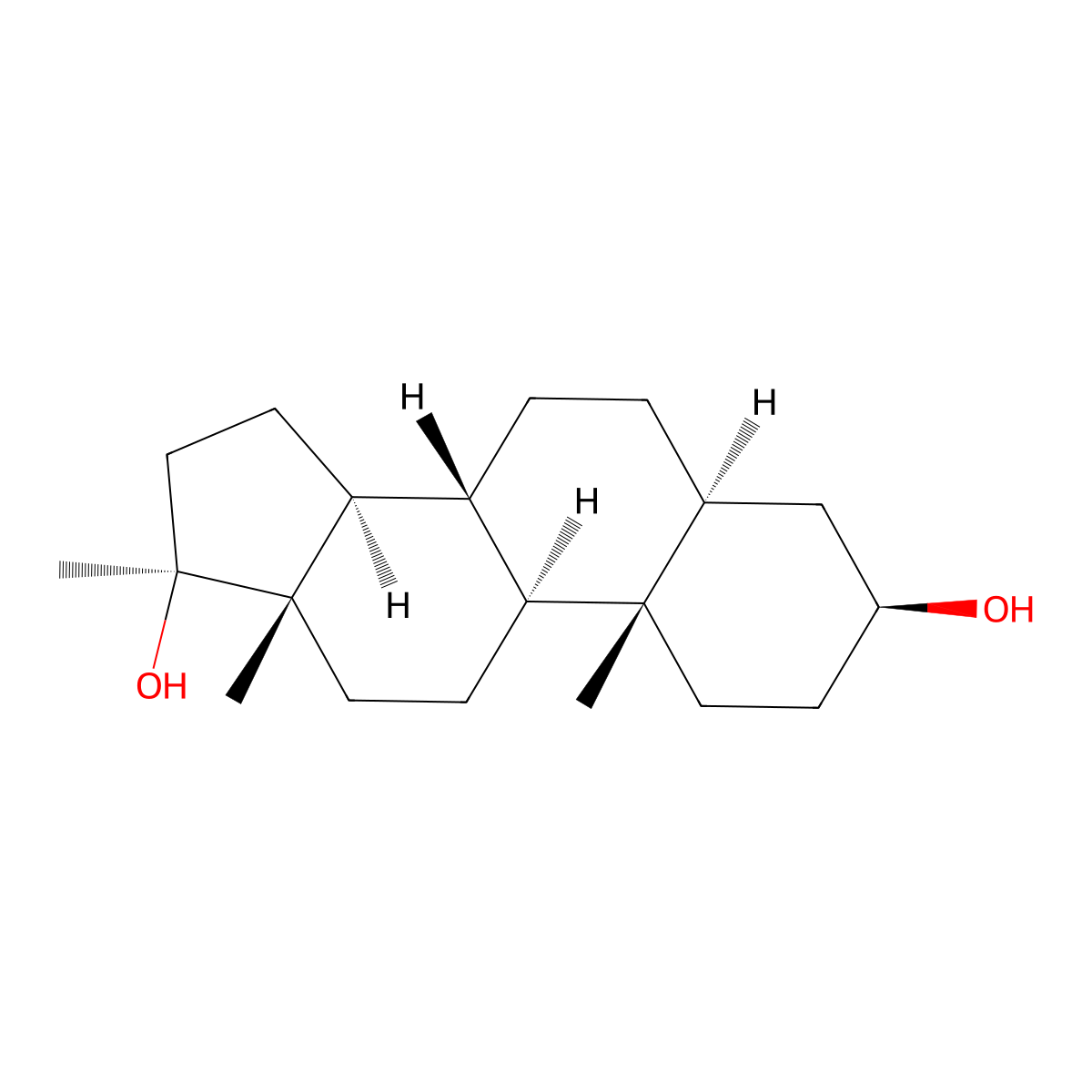 17-Methyl-5alpha-androstane-3beta,17beta-diol molecular structure, CAS 641-83-8
