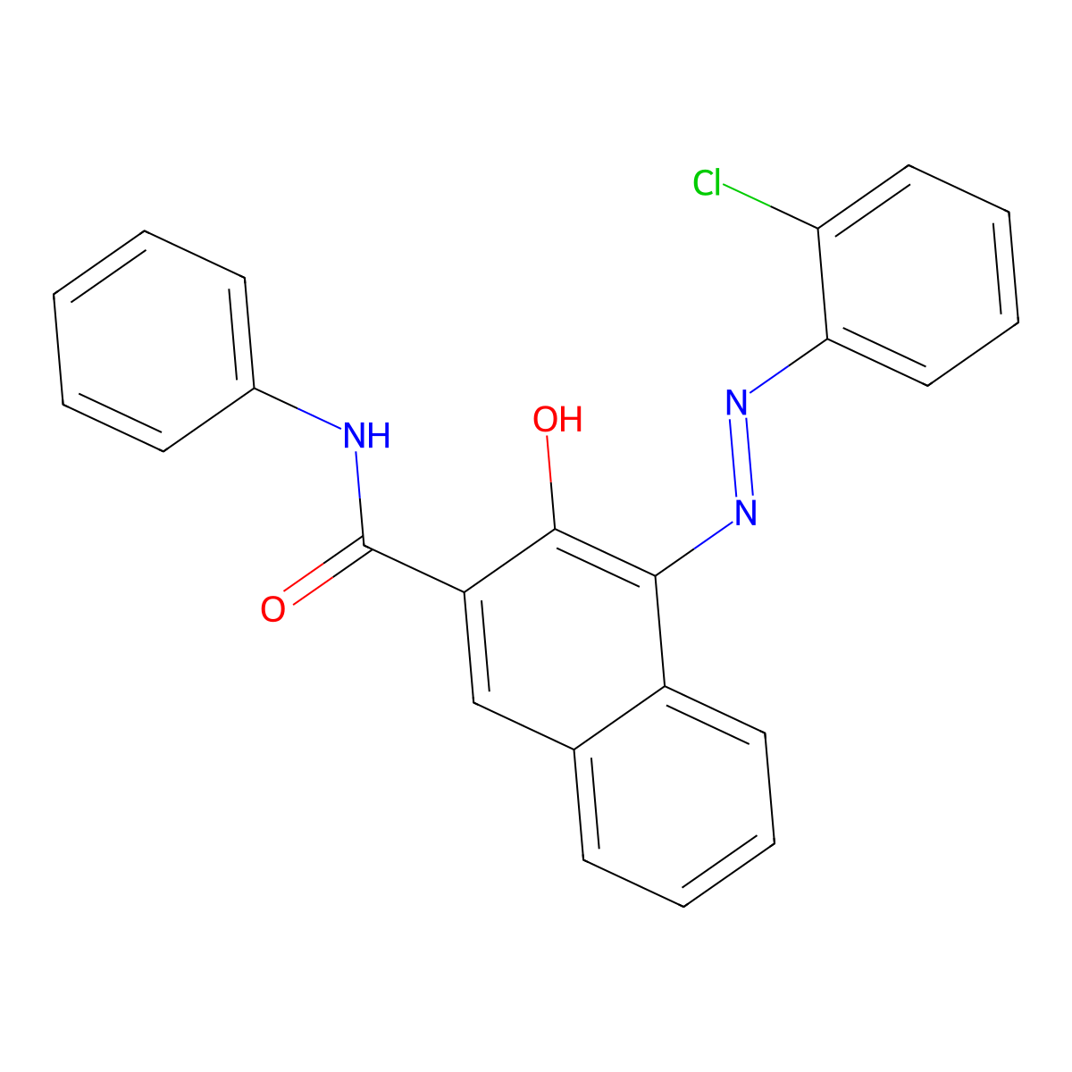 4-((2-chlorophenyl)azo)-3-hydroxy-N-phenylnaphthalene-2-carboxamide molecular structure, CAS 6410-26-0
