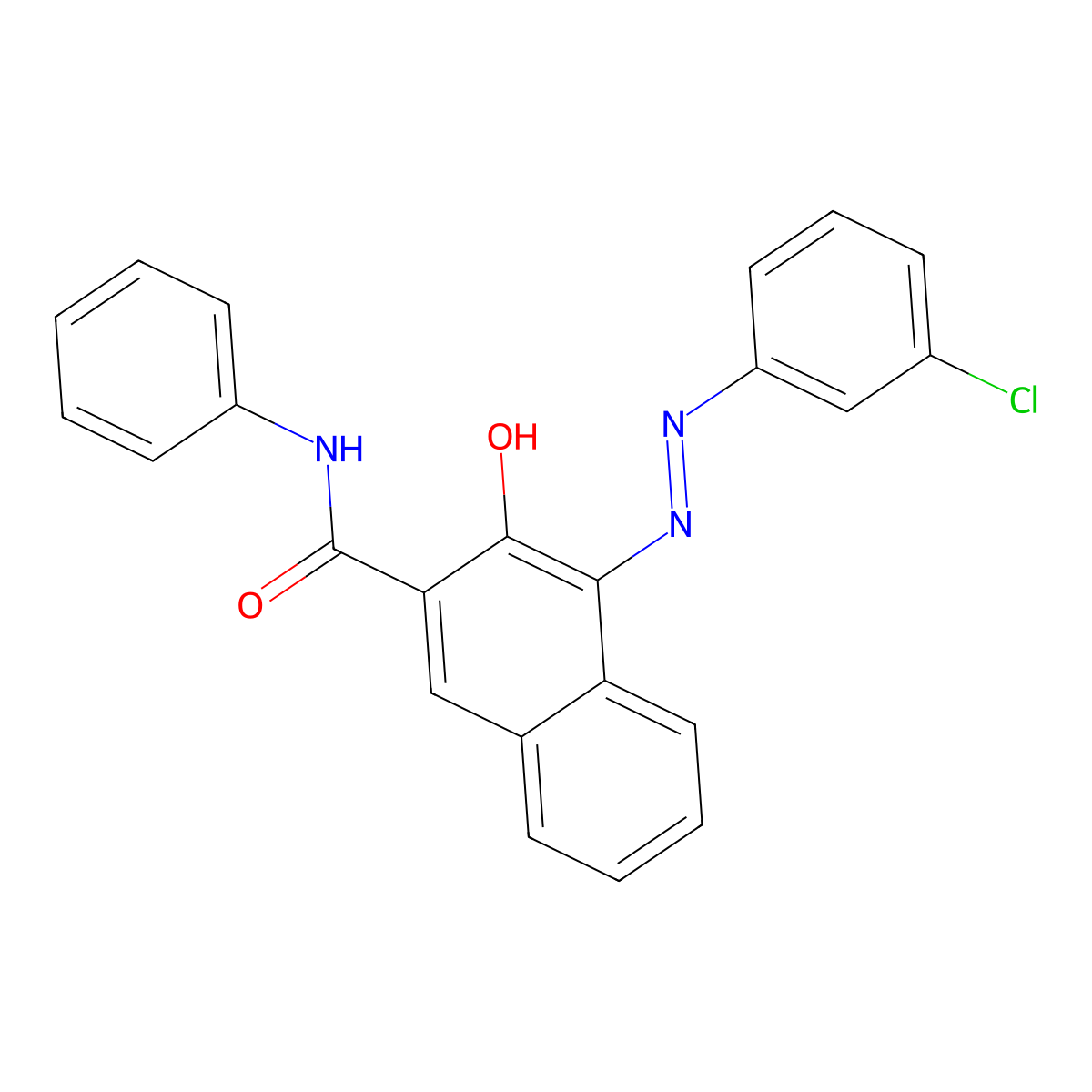 2-Naphthalenecarboxamide, 4-[2-(3-chlorophenyl)diazenyl]-3-hydroxy-N-phenyl- molecular structure, CAS 6410-27-1