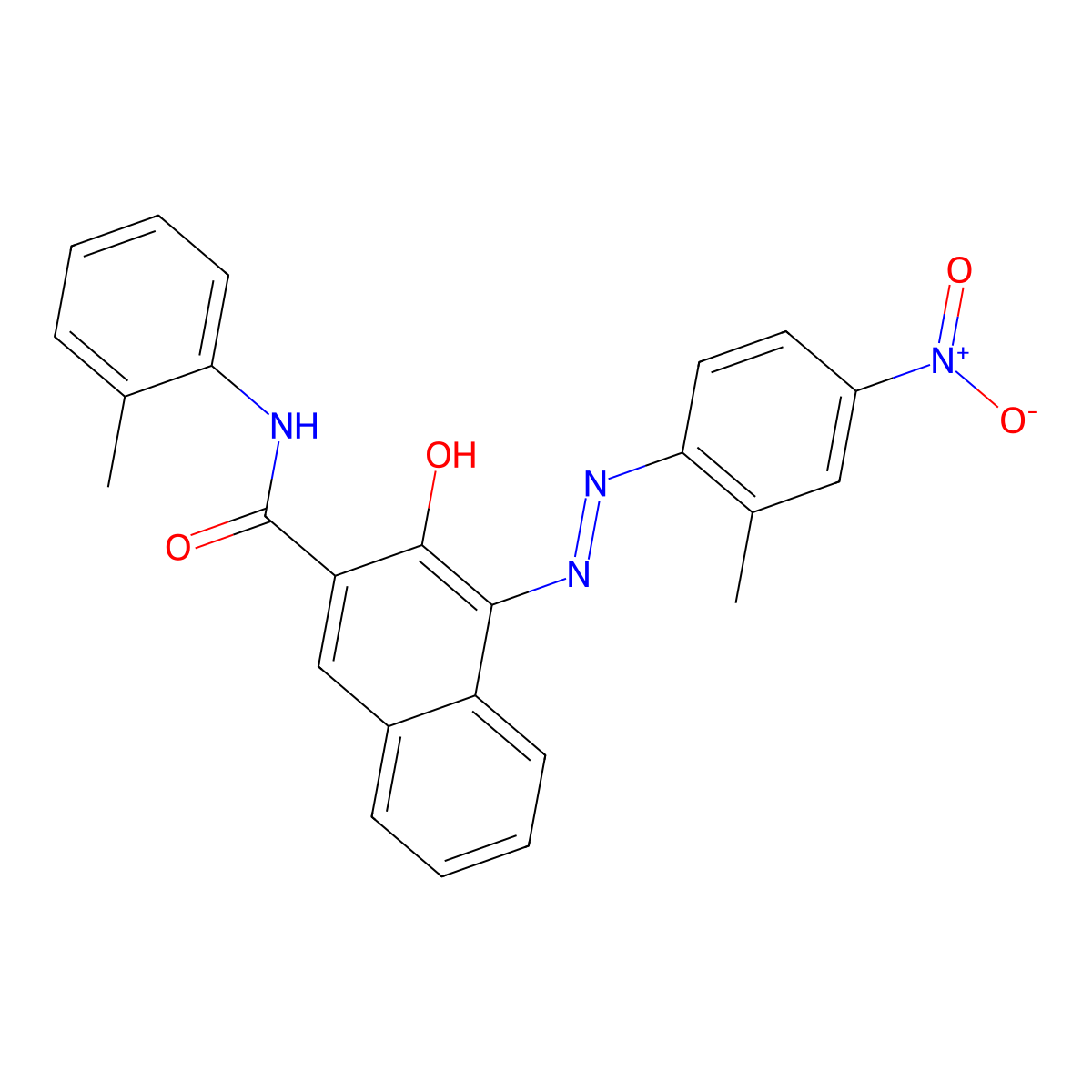 3-hydroxy-4-((2-methyl-4-nitrophenyl)azo)-N-(o-tolyl)naphthalene-2-carboxamide molecular structure, CAS 6410-32-8