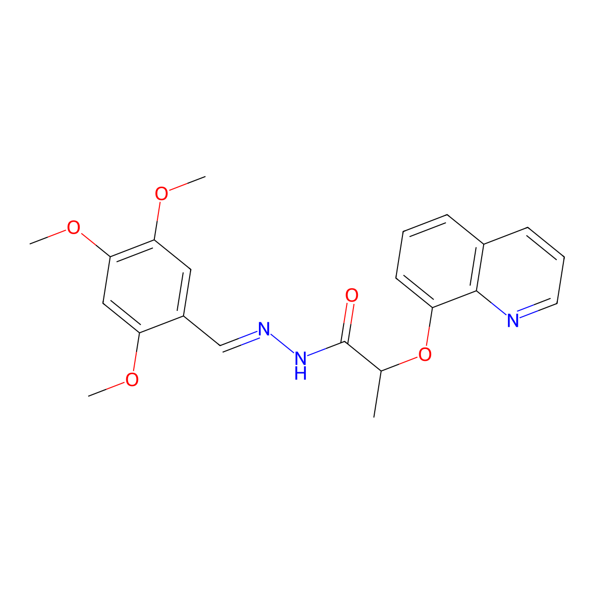2-quinolin-8-yloxy-N-[(2,4,5-trimethoxyphenyl)methylideneamino]propanamide molecular structure, CAS 6410-33-9