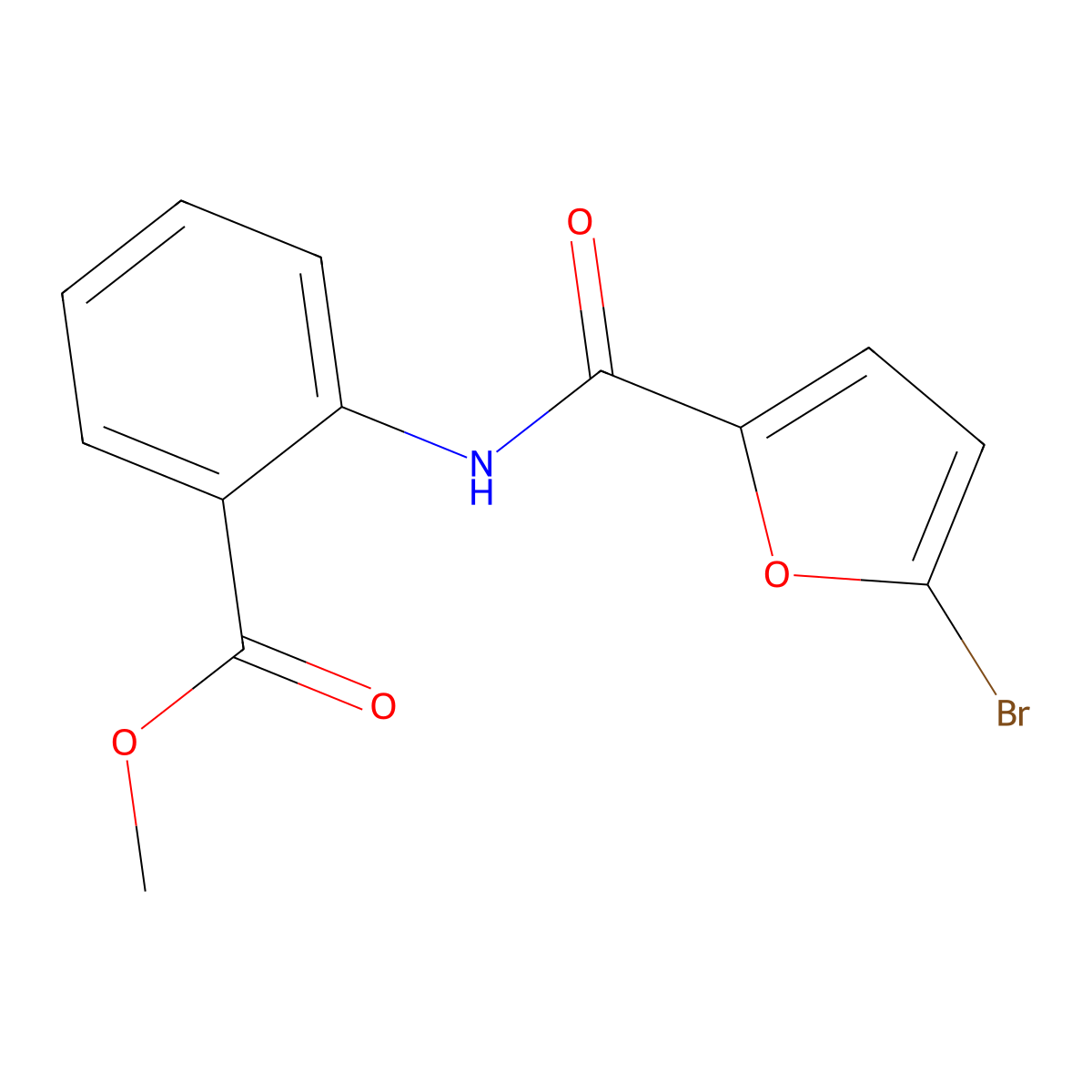 Methyl 2-[(5-bromofuran-2-carbonyl)amino]benzoate molecular structure, CAS 6410-50-0