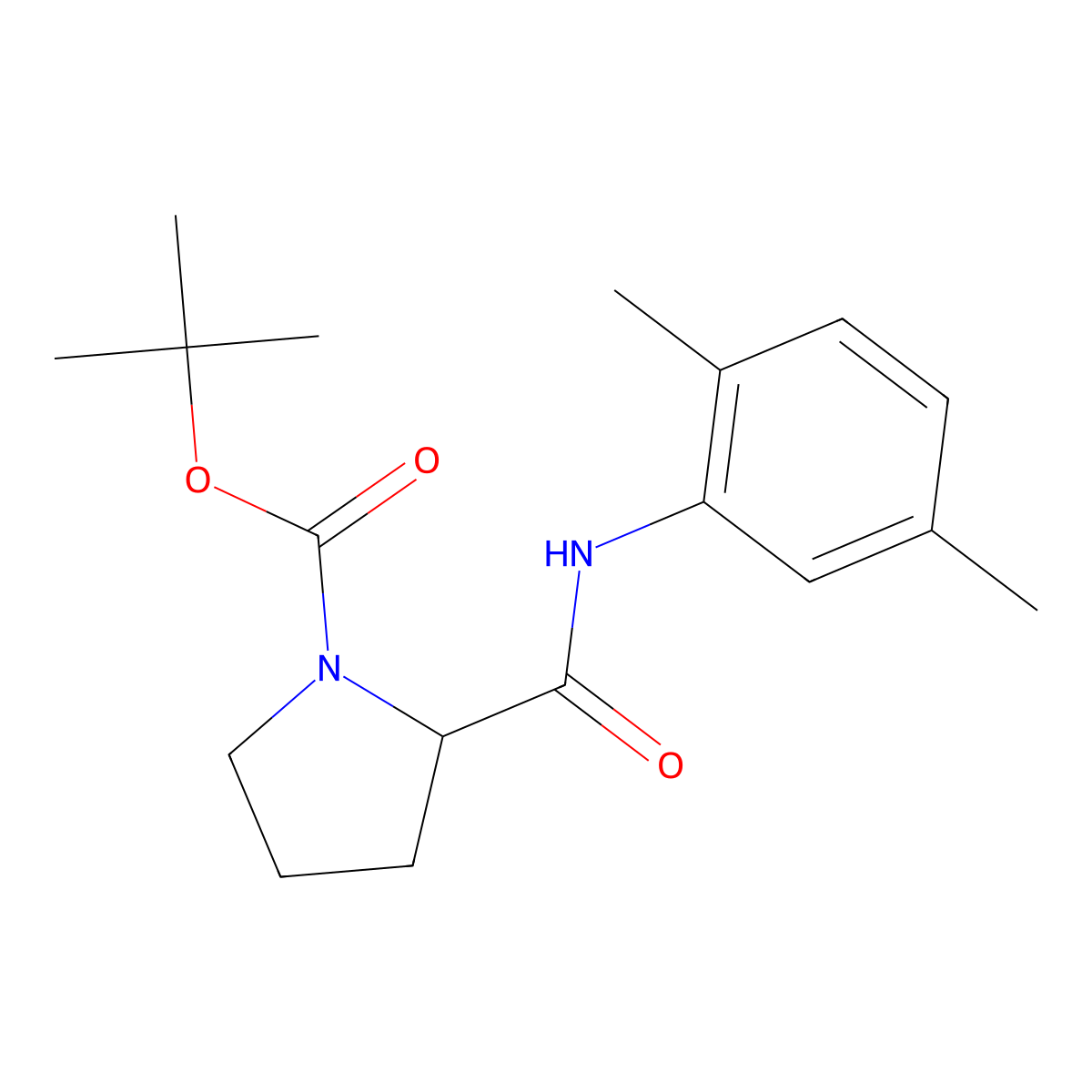 Tert-butyl 2-[(2,5-dimethylphenyl)carbamoyl]pyrrolidine-1-carboxylate molecular structure, CAS 6410-64-6