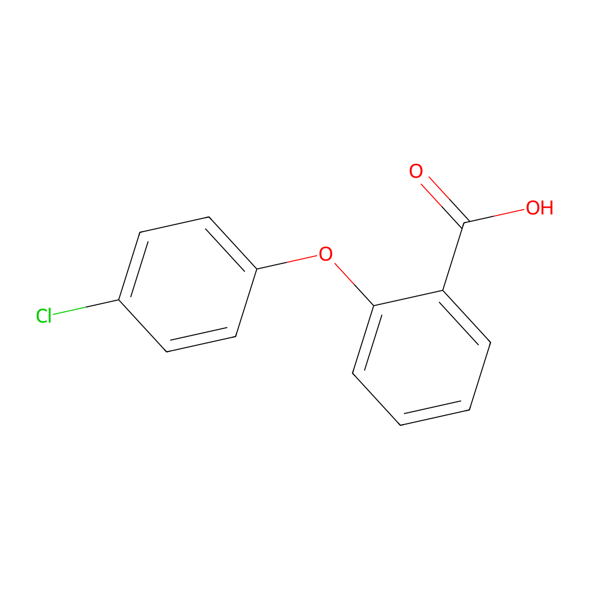 2-(4-Chlorophenoxy)benzoic acid molecular structure, CAS 6410-65-7