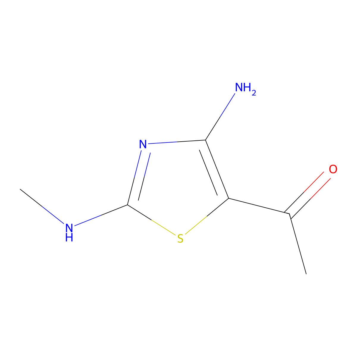 1-[4-Amino-2-(methylamino)-1,3-thiazol-5-yl]ethanone molecular structure, CAS 6411-32-1