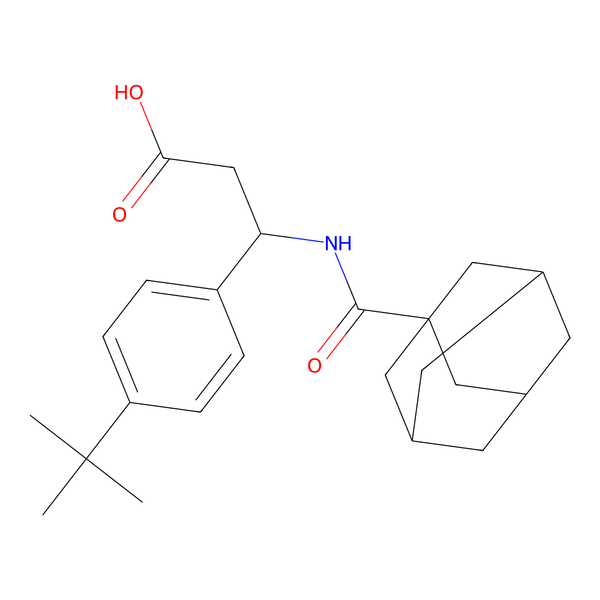 3-(Adamantane-1-carbonylamino)-3-(4-tert-butylphenyl)propanoic acid molecular structure, CAS 6411-37-6