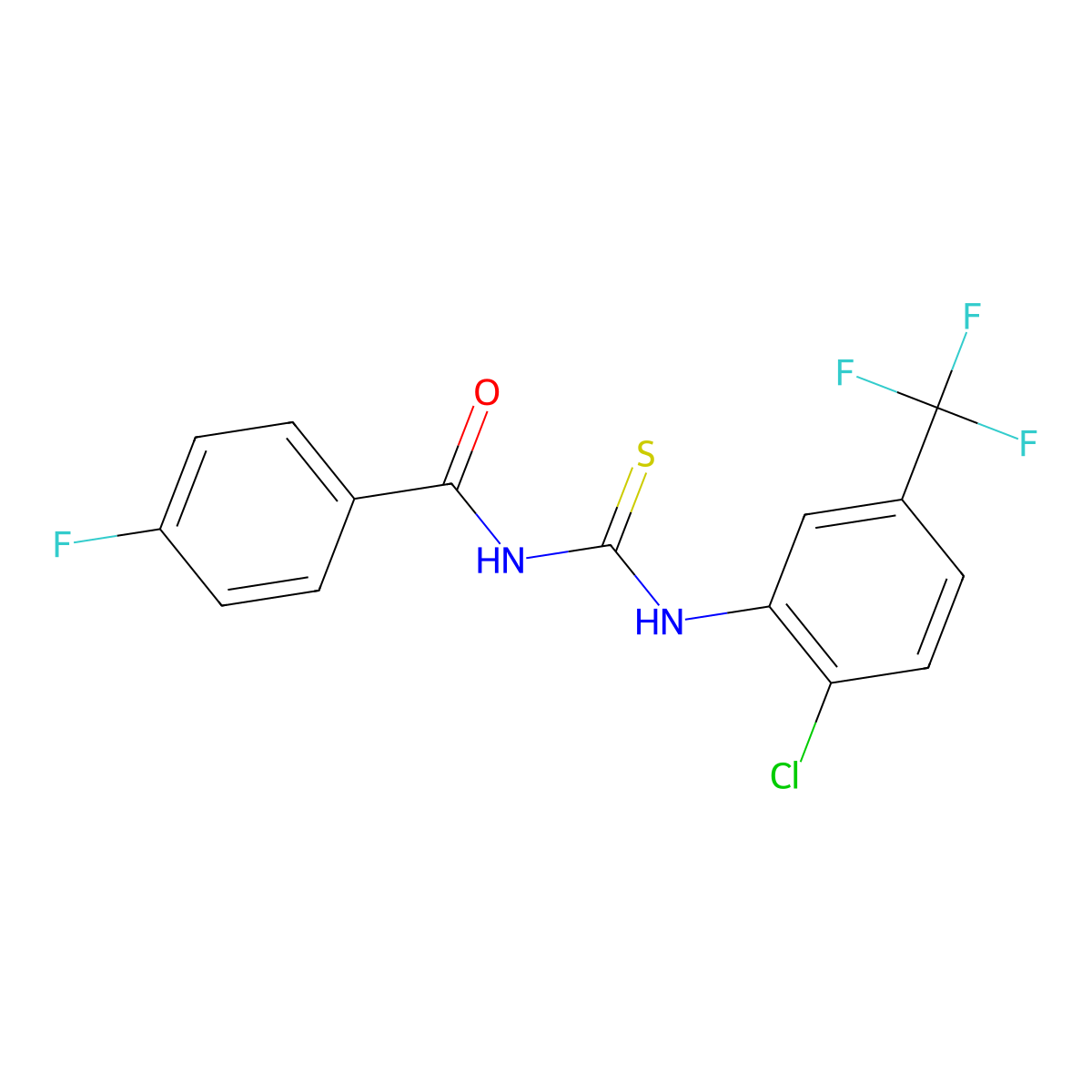 N-{[2-chloro-5-(trifluoromethyl)phenyl]carbamothioyl}-4-fluorobenzamide molecular structure, CAS 6411-42-3