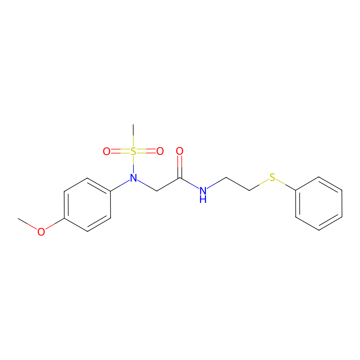 2-[4-methoxy(methylsulfonyl)anilino]-N-[2-(phenylsulfanyl)ethyl]acetamide molecular structure, CAS 6411-43-4