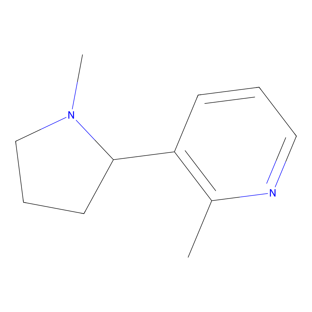 2-Methyl-3-(1-methylpyrrolidin-2-yl)pyridine molecular structure, CAS 64114-31-4