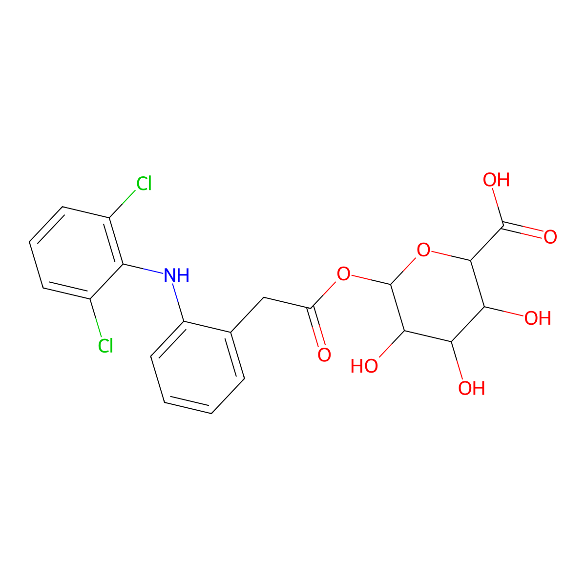 Diclofenac glucuronide molecular structure, CAS 64118-81-6
