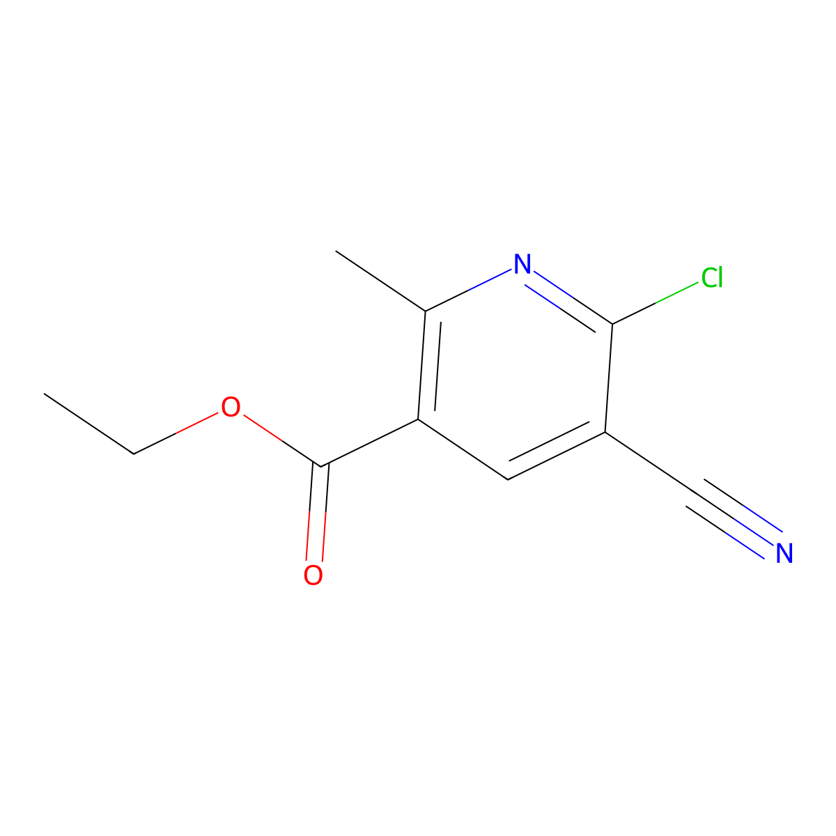 Ethyl 6-chloro-5-cyano-2-methylnicotinate molecular structure, CAS 64119-42-2