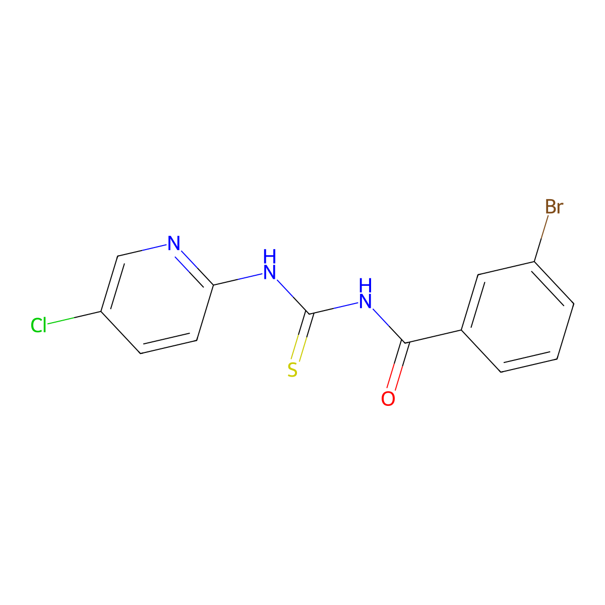 3-bromo-N-[(5-chloropyridin-2-yl)carbamothioyl]benzamide molecular structure, CAS 6412-03-9