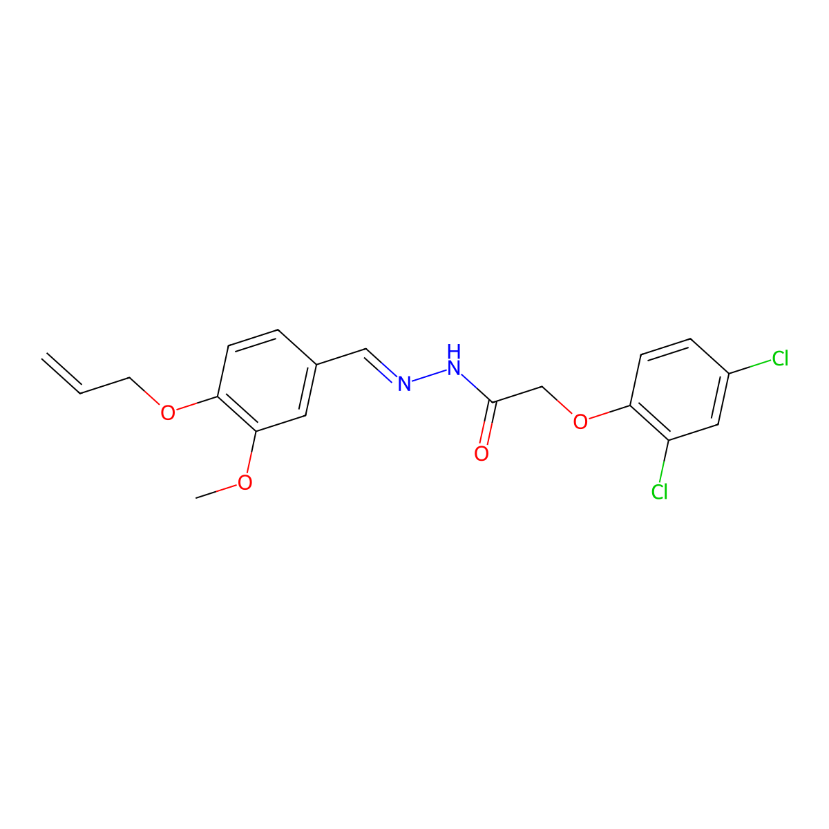 2-(2,4-Dichlorophenoxy)-N'-({3-methoxy-4-[(prop-2-en-1-yl)oxy]phenyl}methylidene)acetohydrazide molecular structure, CAS 6412-21-1