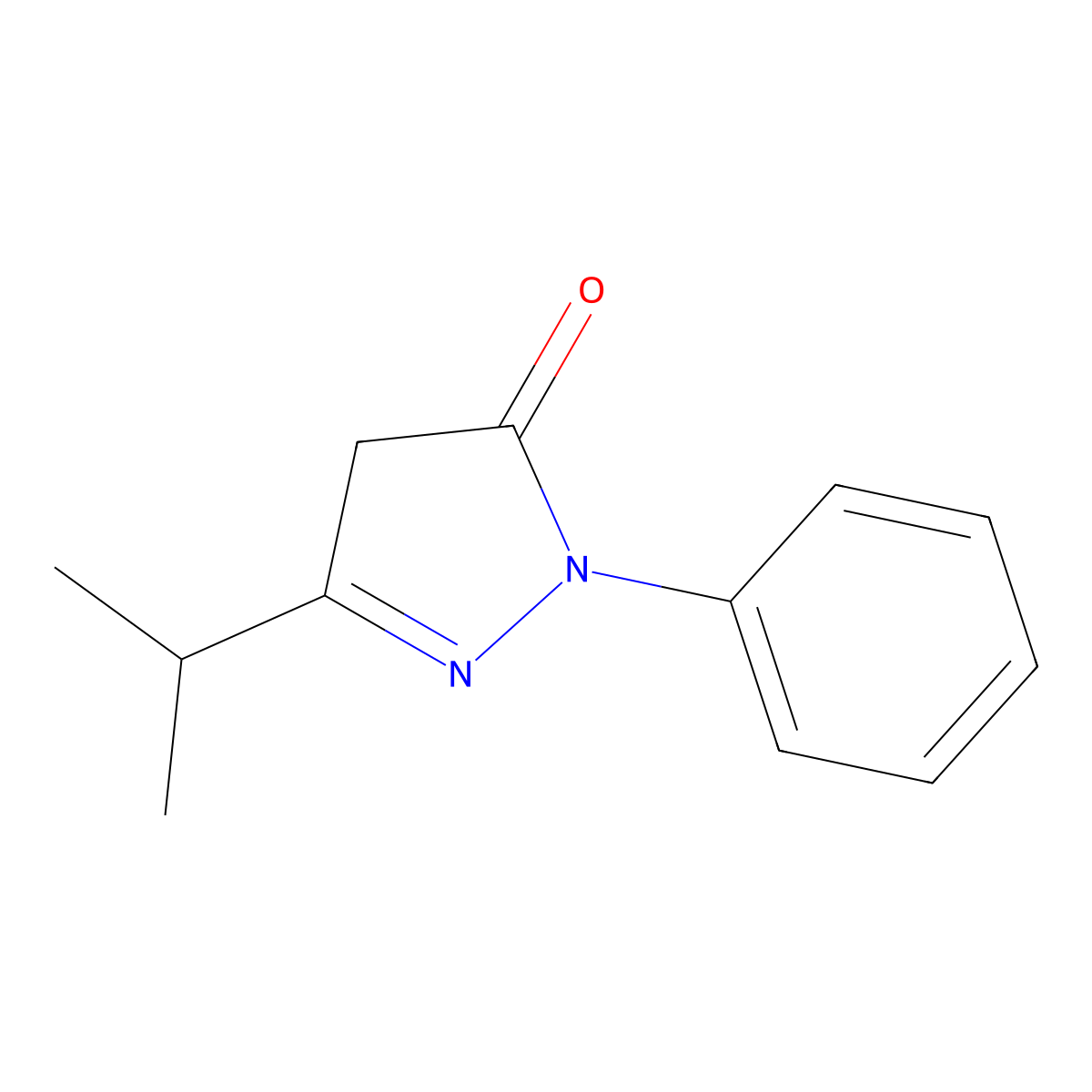 1-phenyl-3-(propan-2-yl)-4,5-dihydro-1H-pyrazol-5-one molecular structure, CAS 64123-72-4