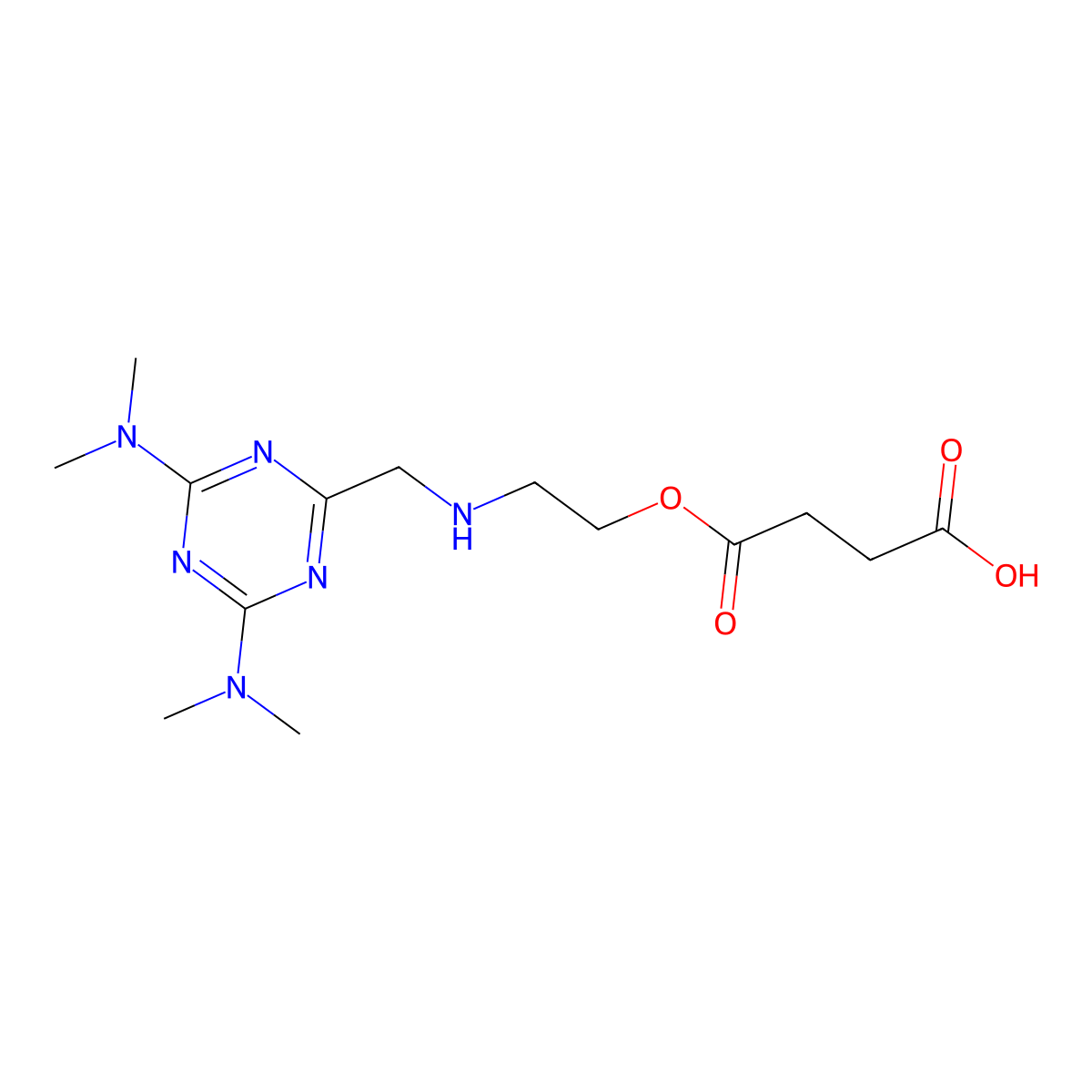 Butanedioic acid, mono(2-((4,6-bis(dimethylamino)-1,3,5-triazin-2-yl)methylamino)ethyl)ester molecular structure, CAS 64124-18-1