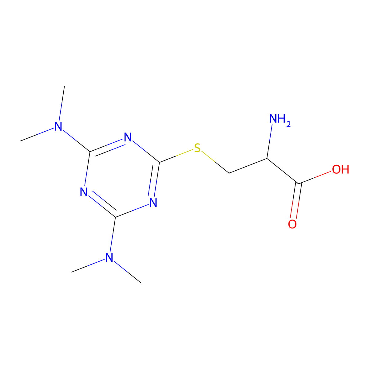 Alanine, 3-((4,6-bis(dimethylamino)-s-triazin-2-yl)thio)- molecular structure, CAS 64124-19-2