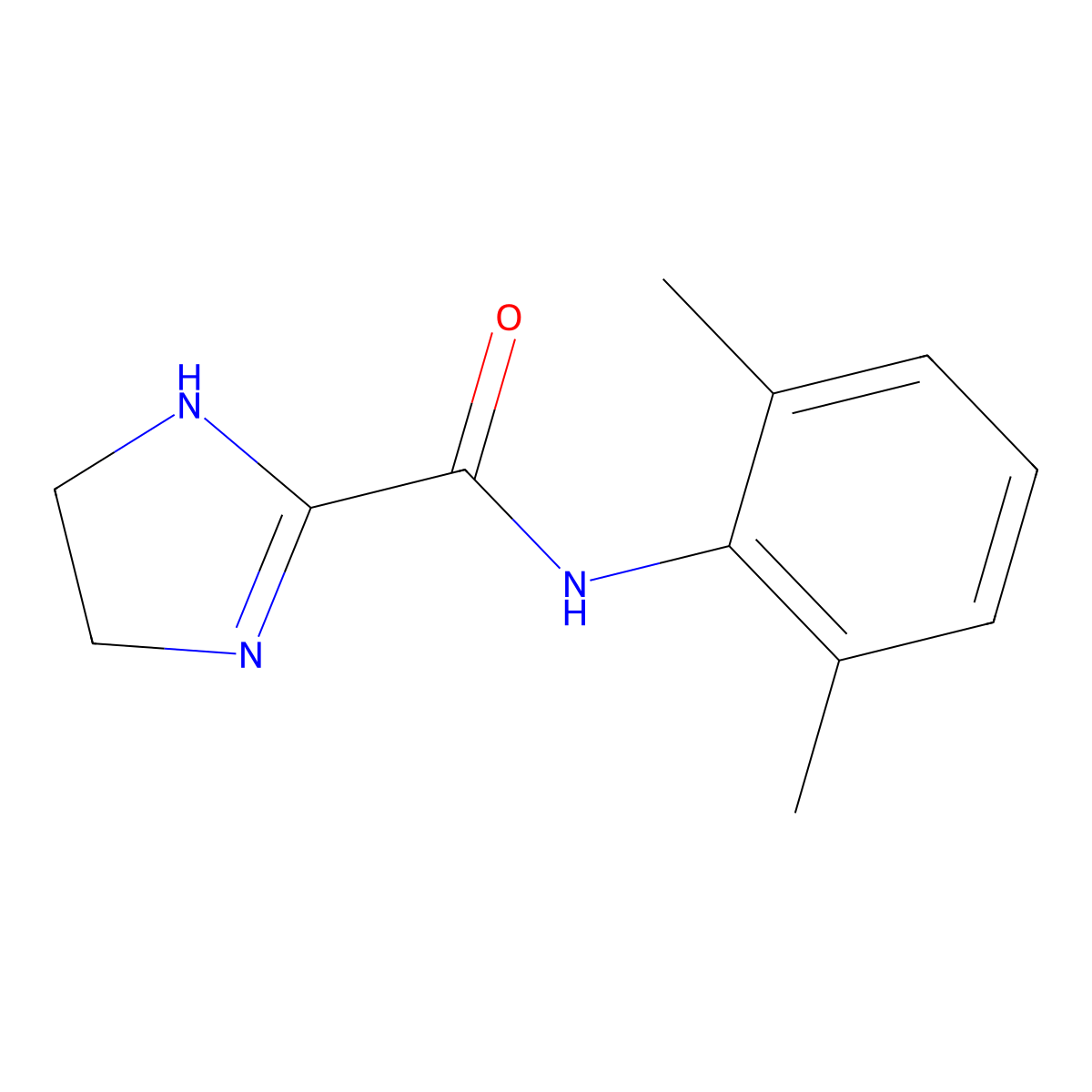 N-(2,6-dimethylphenyl)-4,5-dihydro-1H-imidazole-2-carboxamide molecular structure, CAS 64124-47-6