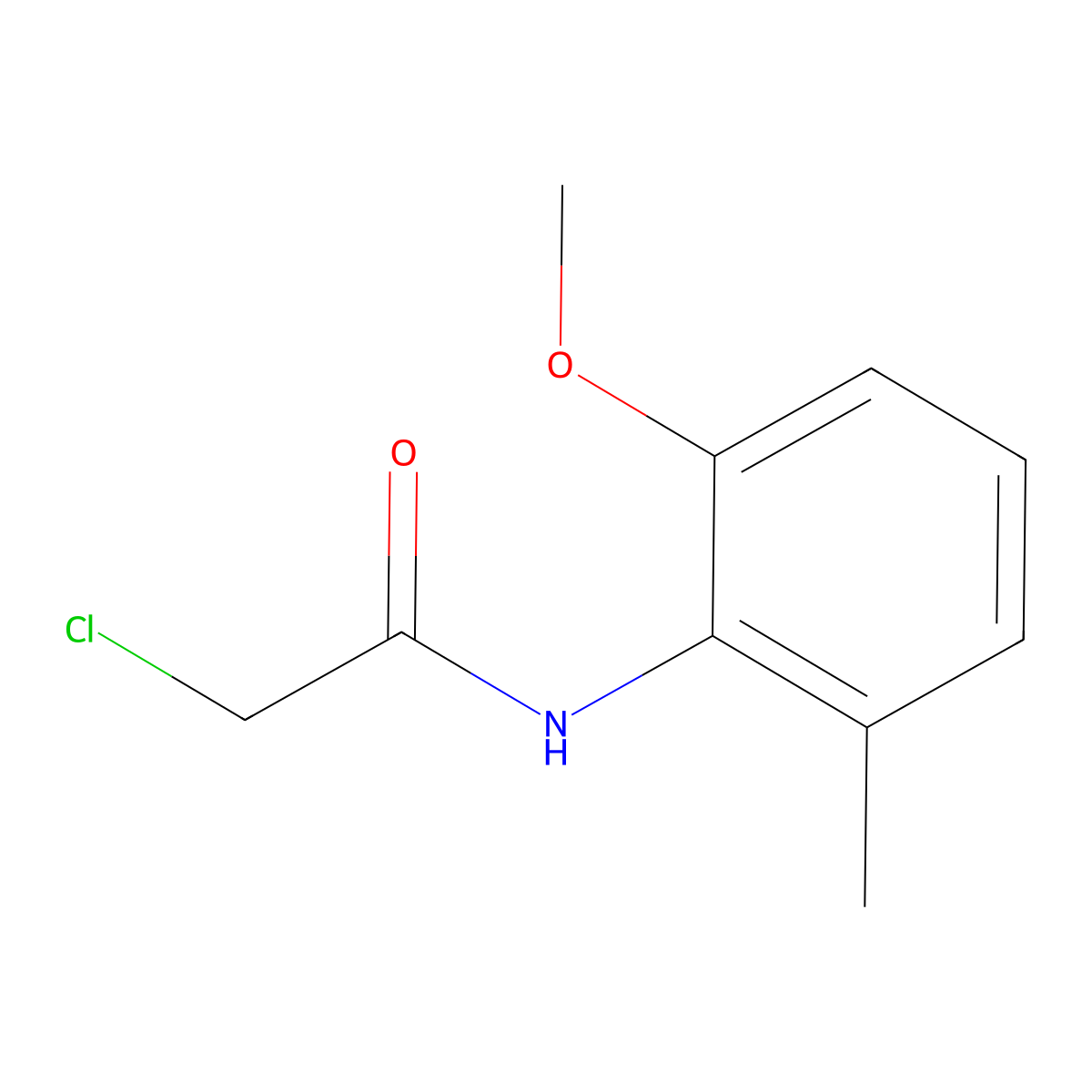 2-chloro-N-(2-methoxy-6-methylphenyl)acetamide molecular structure, CAS 64125-10-6