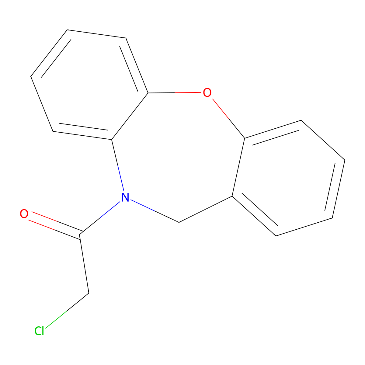 2-chloro-1-dibenzo[b,f][1,4]oxazepin-10(11H)-yl-1-ethanone molecular structure, CAS 64125-27-5