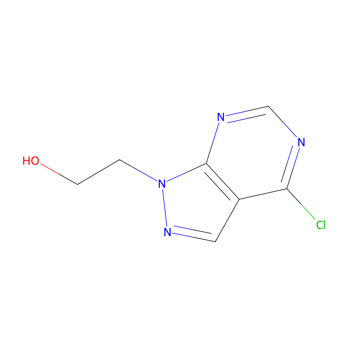2-(4-chloro-1H-pyrazolo(3,4-d)pyrimidin-1-yl)ethan-1-ol molecular structure, CAS 64127-15-7