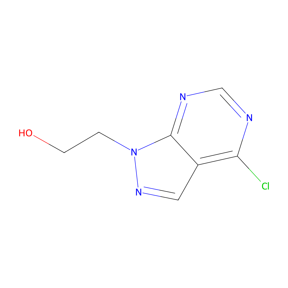 2-(4-chloro-1H-pyrazolo(3,4-d)pyrimidin-1-yl)ethan-1-ol molecular structure, CAS 64127-15-7