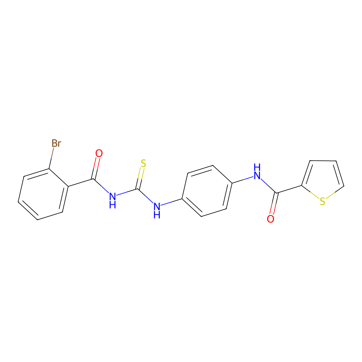 N-[4-({[(2-bromophenyl)carbonyl]carbamothioyl}amino)phenyl]thiophene-2-carboxamide molecular structure, CAS 6413-04-3