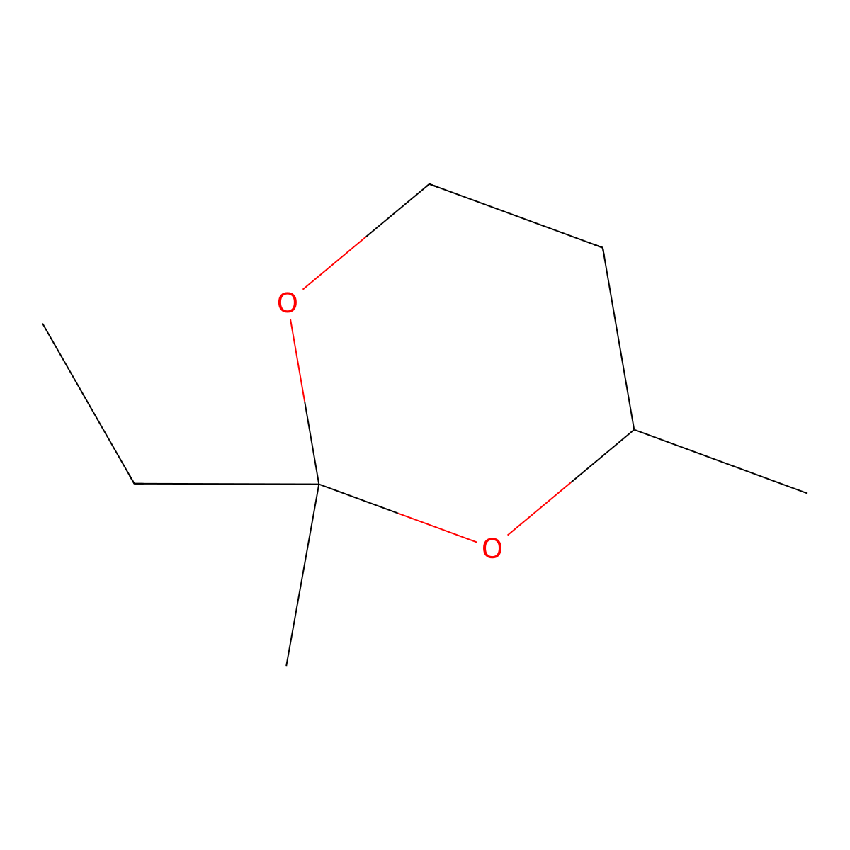 2-Ethyl-2,4-dimethyl-1,3-dioxane molecular structure, CAS 6413-36-1